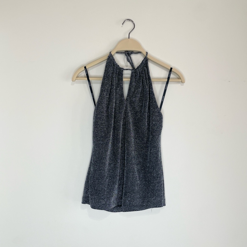 Vintage 90s Rare Glitter Halter Top Metallic Starry Whimsigoth small